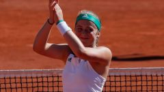 Jelena Ostapenková bezprostředně po vítězství na French Open 2017