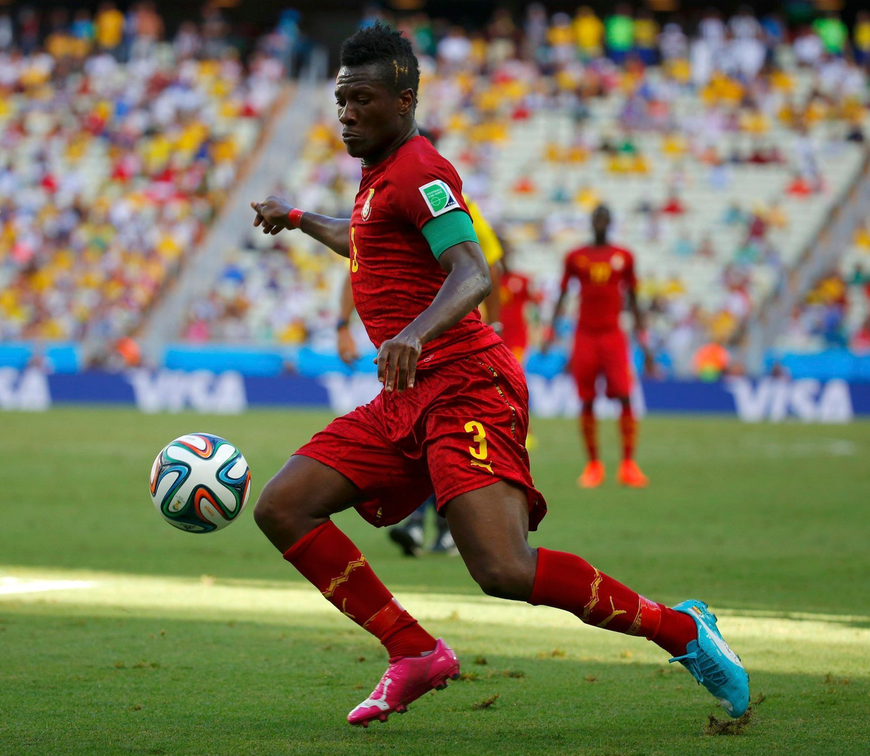 Asamoah Gyan v utkání MS Německo vs. Ghana