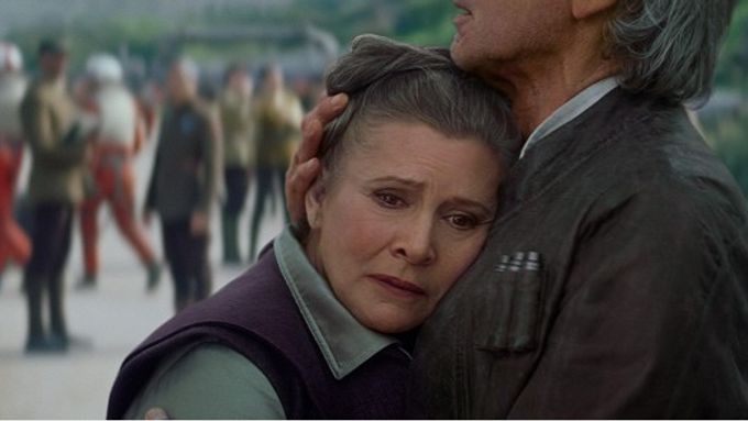Carrie Fisherová ve filmu Star Wars: Síla se probouzí