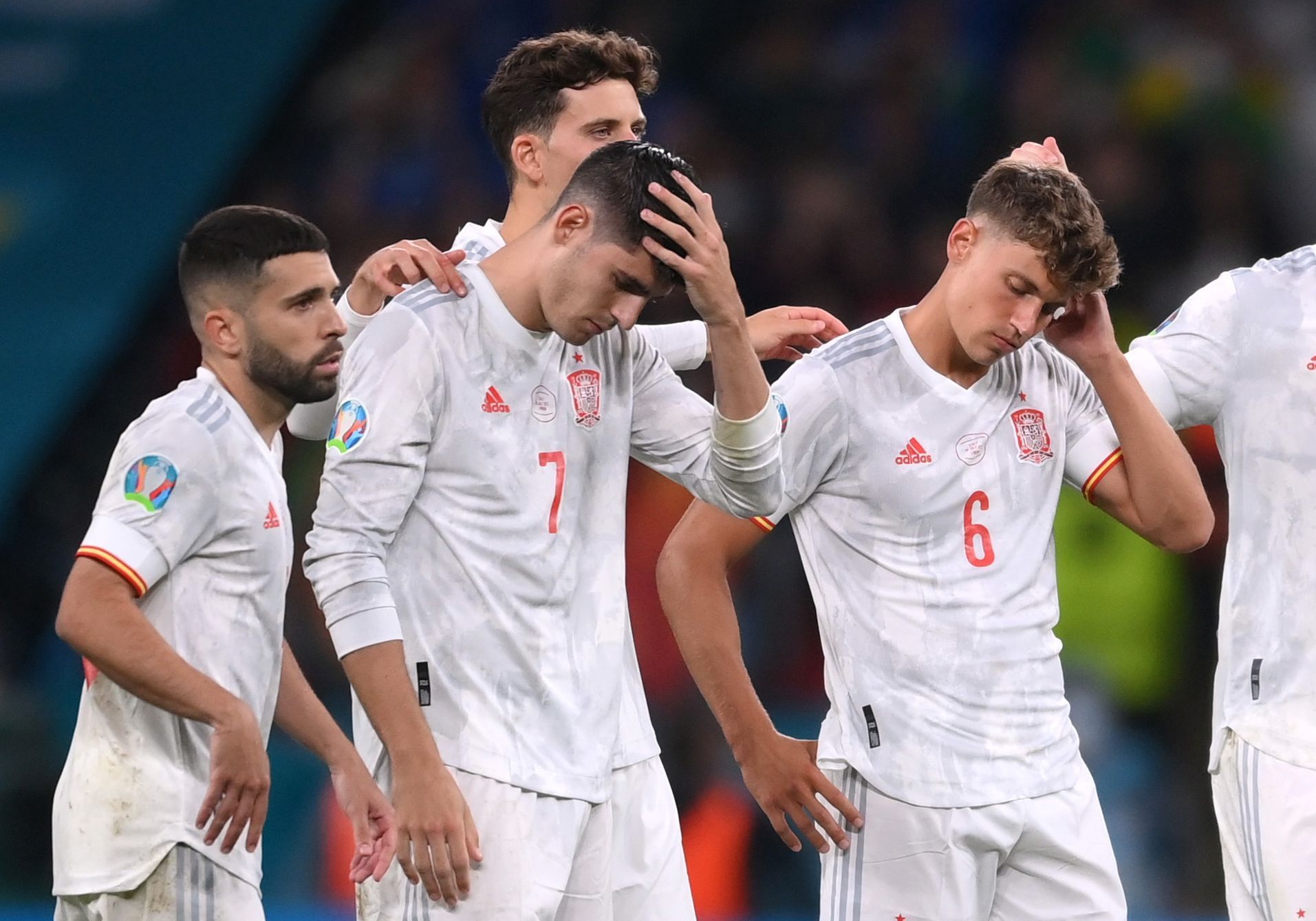 fotbal, ME, Euro 2020, semifinále, Itálie - Španělsko, zklamaní Španělé