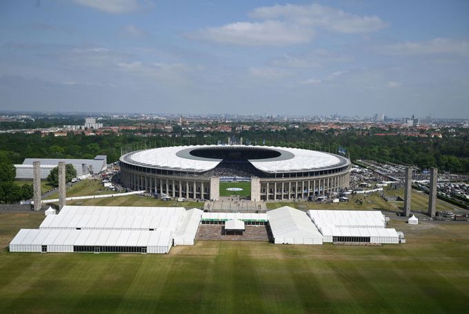 Olympijský stadion v Berlíně, kde se 14. července bude hrát finále Eura 2024