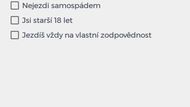 Před půjčením musí uživatelé odsouhlasit, že jsou si vědomi zásad ježdění na e-koloběžce.