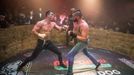 Rustam "Asteroid" and Anton "Charon" fight during the "Top Dog" bare-knuckle boxing tournament in Moscow, Russia April 16, 2021. Picture taken April 16, 2021. REUTERS/Sha