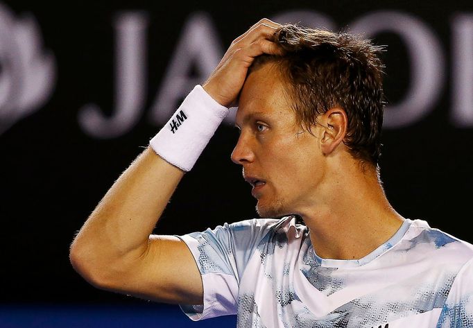 Australian Open 2015: Tomáš Berdych při semifinále s Andy Murraym