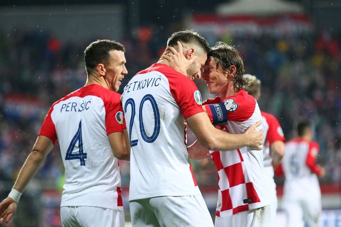 Soccer Football - Euro 2020 Qualifier - Group E - Croatia v Slovakia - HNK Rijeka Stadium, Rijeka, Croatia - November 16, 2019  Croatia's Bruno Petkovic celebrates scorin