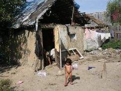 Romská osada v ukrajinském Berehovu