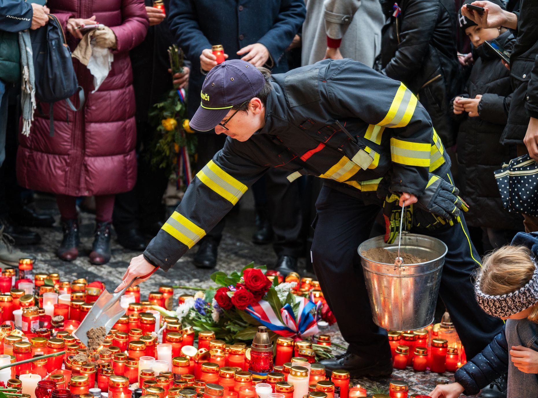 Národní třída, 17. listopad, Praha, státní svátek, pieta