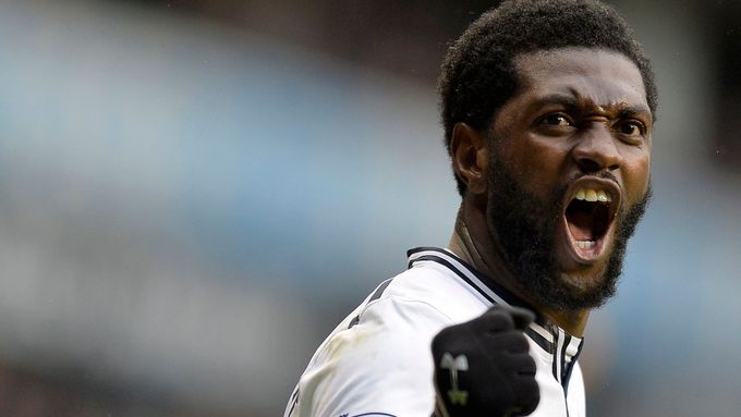 Radost útočníka Tottenhamu Emmanuela Adebayora.