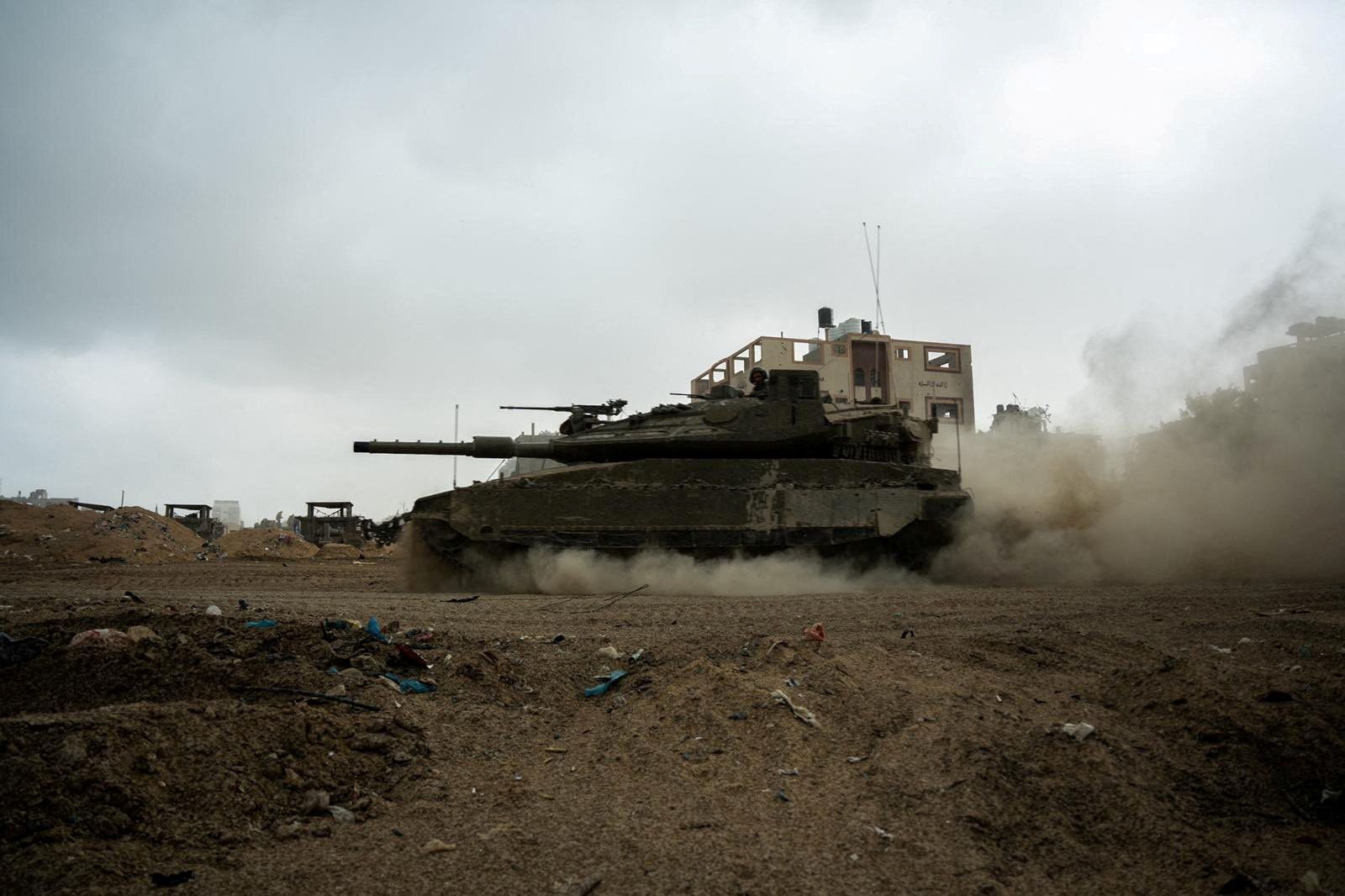 Izraelský tank v Pásmu Gazy.