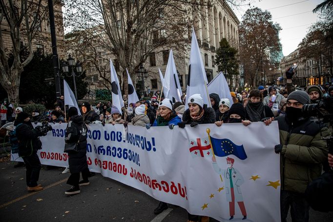 Protesty v Gruzii.