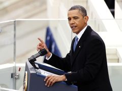 Barack Obama hovoří k národu poté, co složil prezidentský slib.