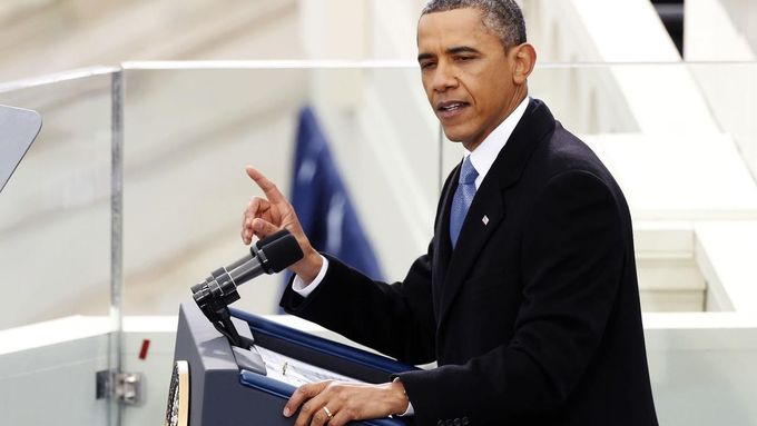 Barack Obama hovoří k národu poté, co složil prezidentský slib.