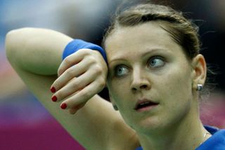 Česká tenistka Lucie Šafářová ve finále Fed Cupu 2011 proti Rusku.
