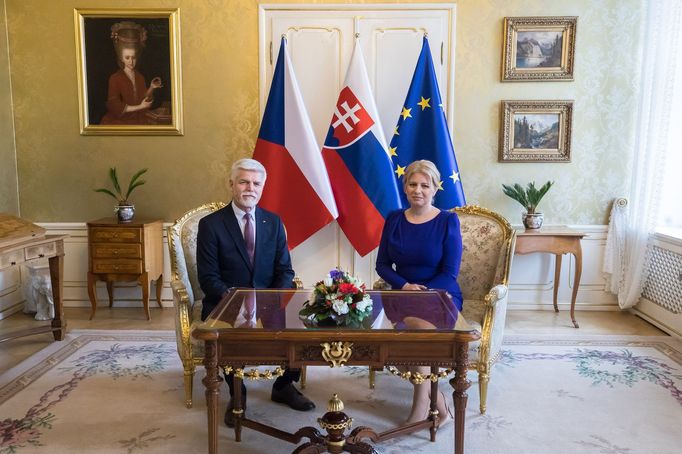Prezident Petr Pavel na první oficiální zahraniční cestě 13. 3. 2023 na Slovensko.