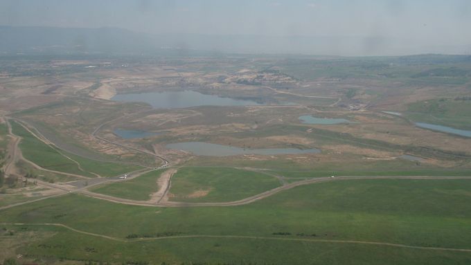 Mostecké doly při rekultivaci.