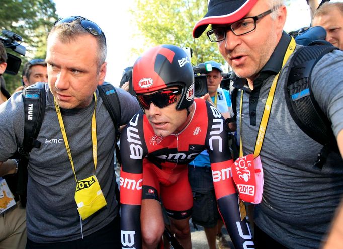 Australský cyklista Cadel Evans dojel do cíle deváté etapy Tour de France 2012.