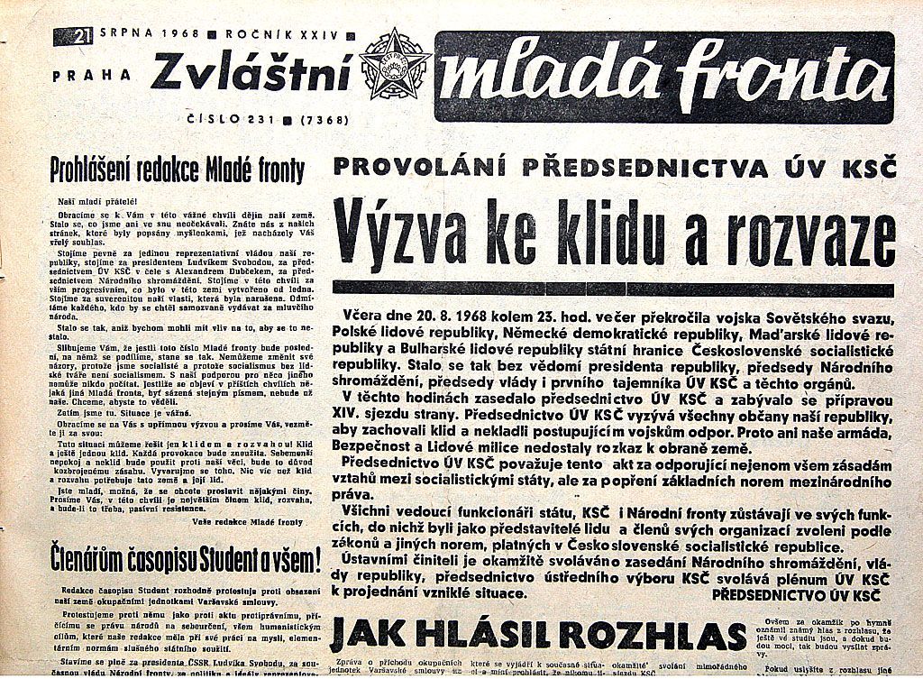 Noviny ze srpna 1968