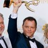 Producer Noah Hawley poses with his Outstanding Miniseries Award for FX Networks miniseries &quot;Fargo&quot; at the 66th Primetime Emmy Awards in Los Angeles