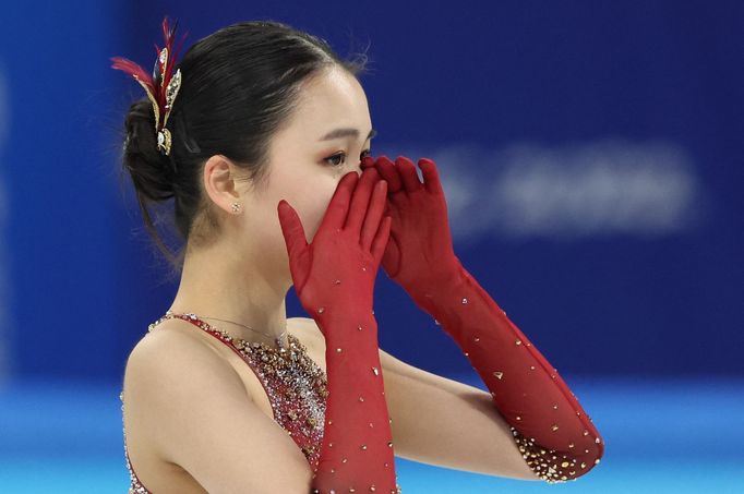 Krasobruslařka Ču I na olympiádě v Pekingu.