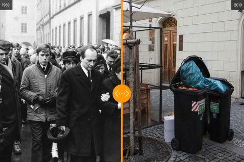 Grafika: Palachova Praha tehdy a nyní. Projděte si speciál k výročí jeho pohřbu