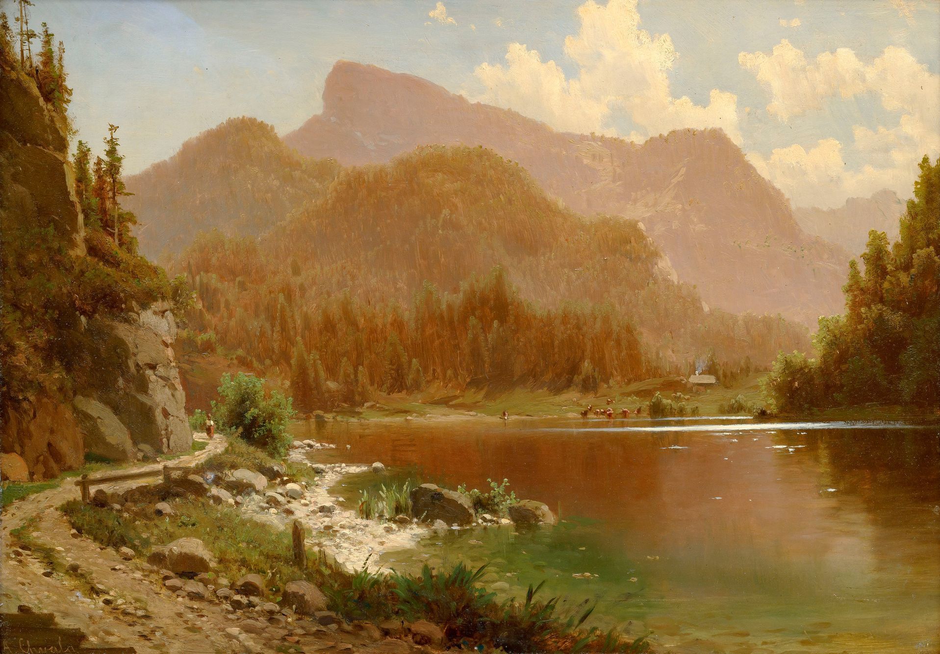 Adolf Chwala: Jezero Krottensee s pohledem na Schafberg