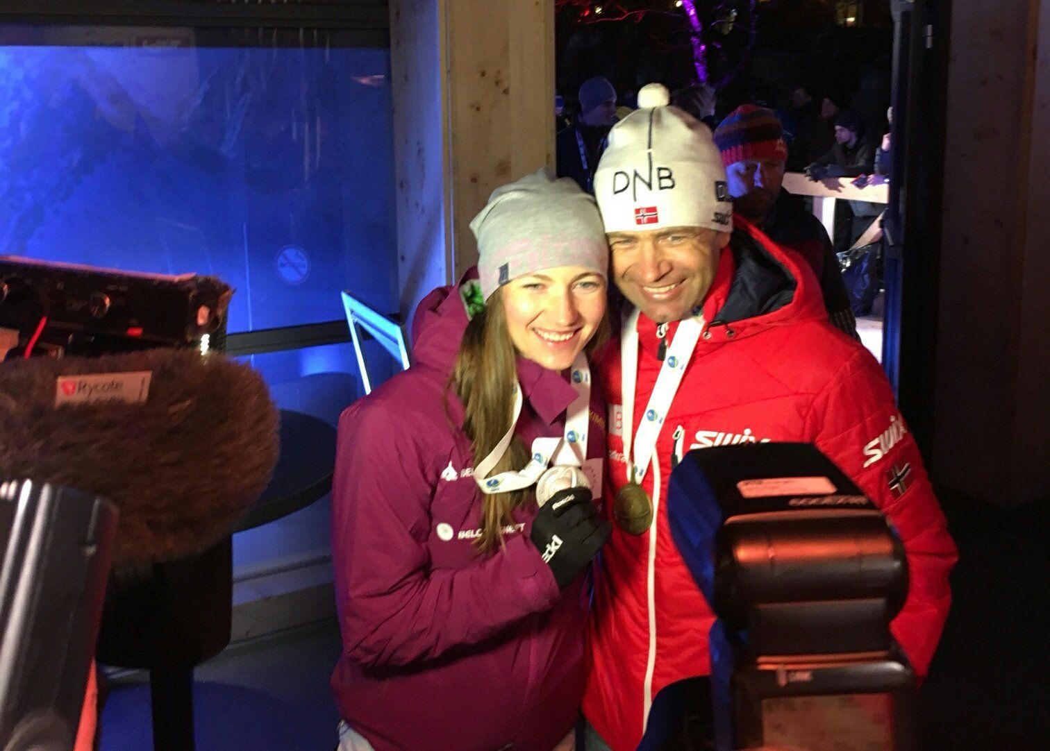 Darja Domračevová a Ole Einar Björndalen na MS 2017