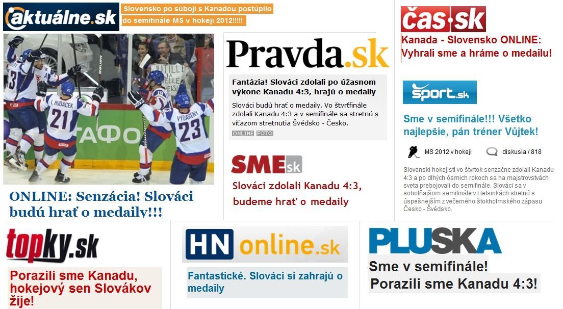 Reakce slovenských médií na vyřazení Kanady