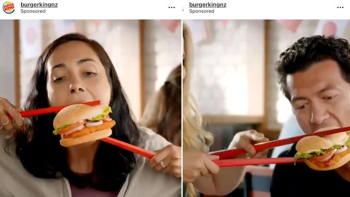 Zakázaná reklama Burger Kingu urážela asijské stravovací návyky