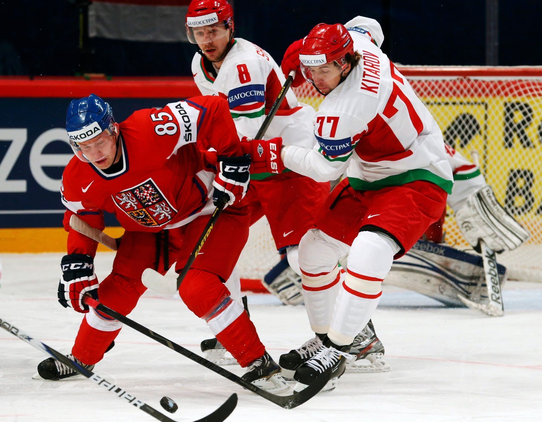 MS v hokeji 2013, Česko - Bělorusko: Petr Vrána - Alexander Kitarov
