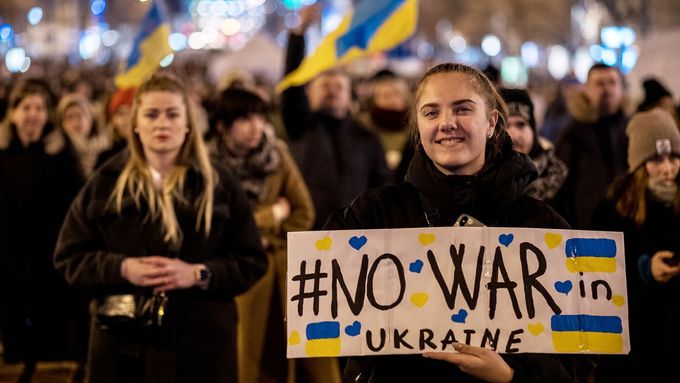 Protest proti ruské válce na Ukrajině v Praze v březnu 2022. Ilustrační foto.