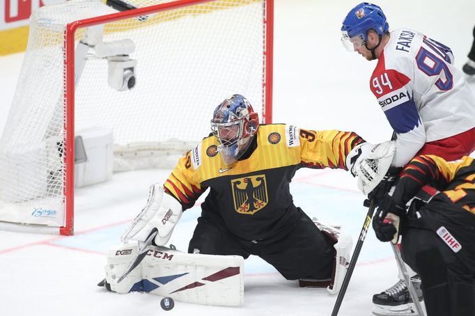 Philipp Grubauer a Radek Faksa ve čtvrtfinále MS 2019 Česko - Německo