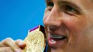 Olympijský zlatý medailista americký plavec Ryan Lochte po polohovacím závodě na 400 metrů na OH 2012 v Londýně.