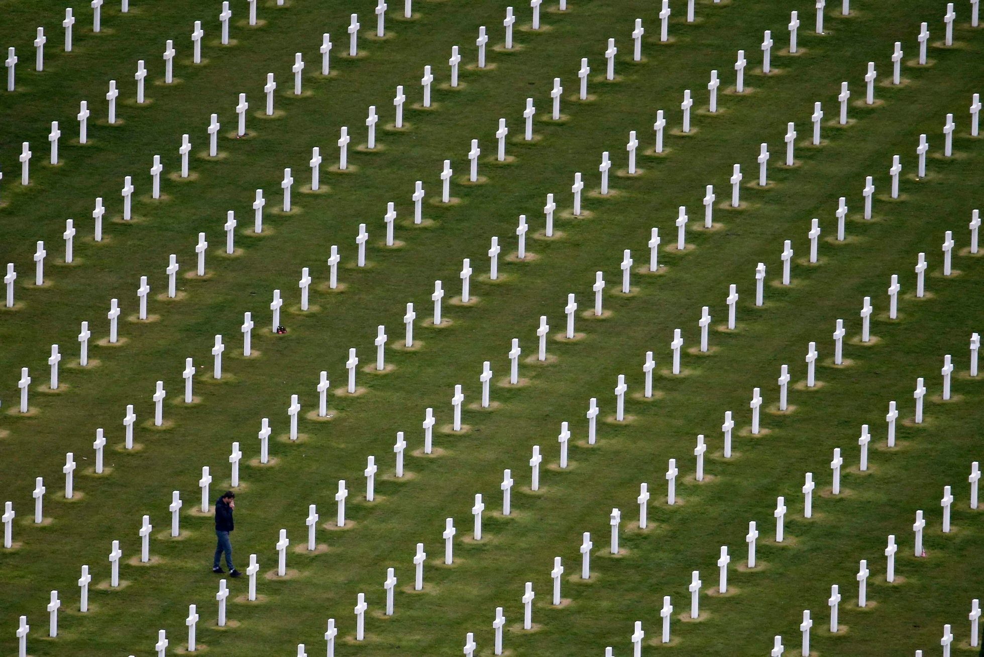 Americký vojenský hřbitov v Normandii.