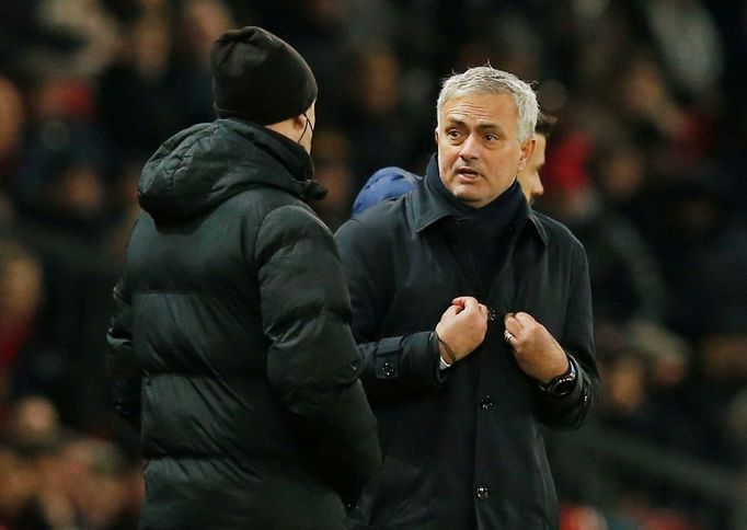 Soccer Football - Premier League - Manchester United v Tottenham Hotspur - Old Trafford, Manchester, Britain - December 4, 2019  Tottenham Hotspur manager Jose Mourinho r