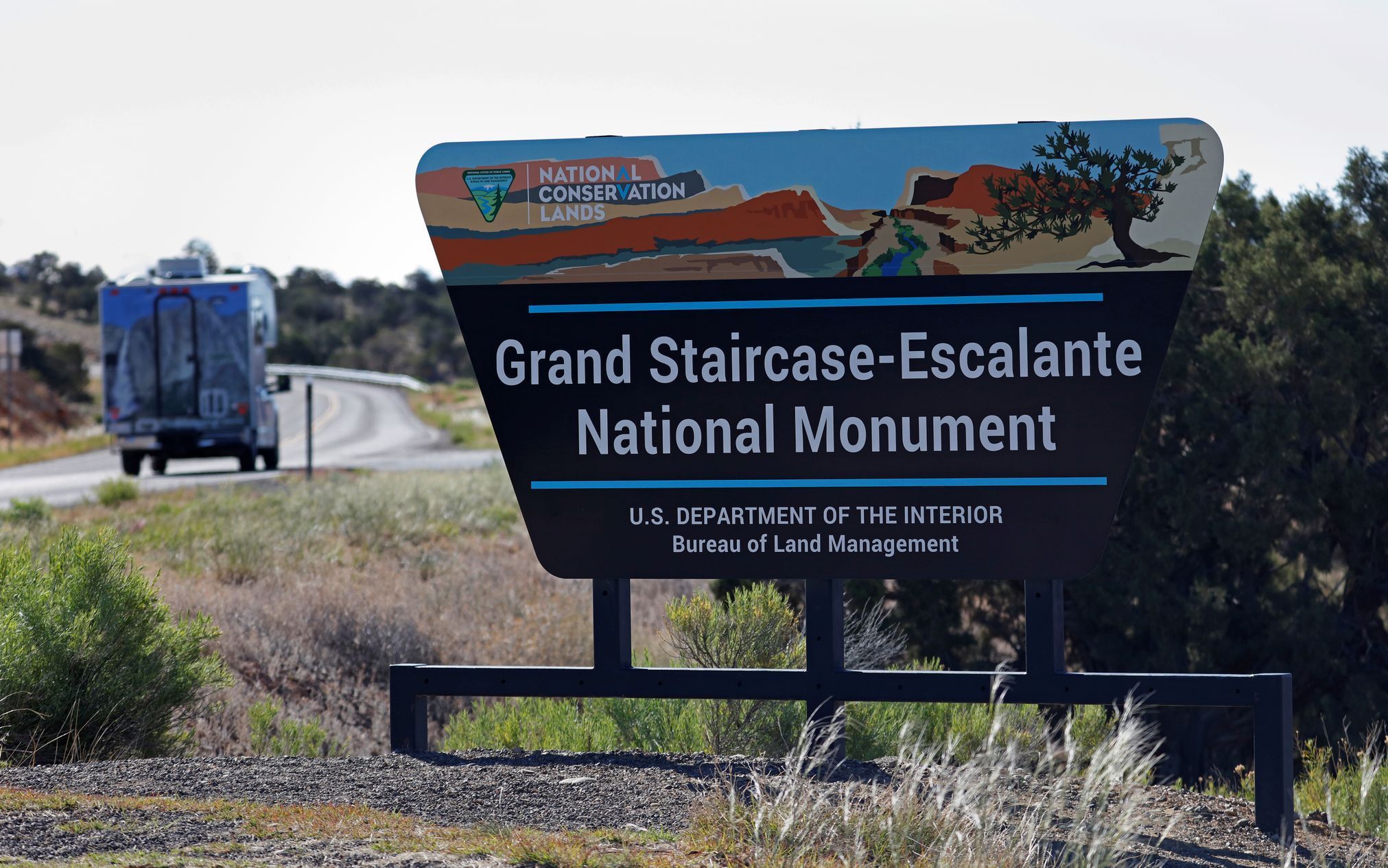 The entrance to Grand Staircase-Escalante National Monument is seen outside of Escalante, Utah.