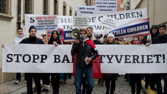 Demonstrace proti Barnevernu v sobotu 16. ledna v Praze.