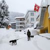 Zasněžený Davos před začátkem Světového ekonomického fóra.