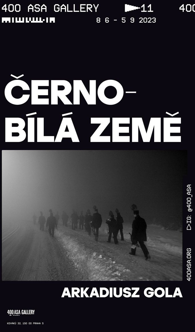 Plakát k výstavě fotografií Arkadiusze Goly v galerii 400ASA v Praze, která bude po vernisáži dne 7. 6. 2023 v 18h veřejnosti přístupná až do 5. 9. 2023.