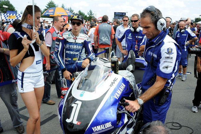 Motocyklista Jorge Lorenzo ze Španělska na GP České republiky v Brně 2011.