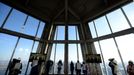 The Port Authority of New York & New Jersey preview the One World Observatory site 2013-04-02 00:00:00 epa03647878 Media representatives look out the 100th floor observation deck at One World Trade Center (1 WTC) in New York, New York, USA, 02 April 2013. Media reports state that the New York Port Authority had released its plans for the 1 WTC Observatory deck at a height of 1,250 feet (381 meters) which is planned to be finished by 2015. The site, which is said to then be the highest point in New York City, shall host an observatory as well as toursi installations such as gift shops and restaurants. EPA/ANDREW GOMBERT