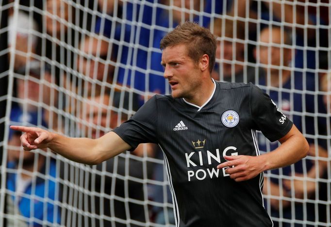 Soccer Football - Pre Season Friendly - Cheltenham Town v Leicester City - The Jonny-Rocks Stadium, Cheltenham, Britain - July 20, 2019   Leicester City's Jamie Vardy cel