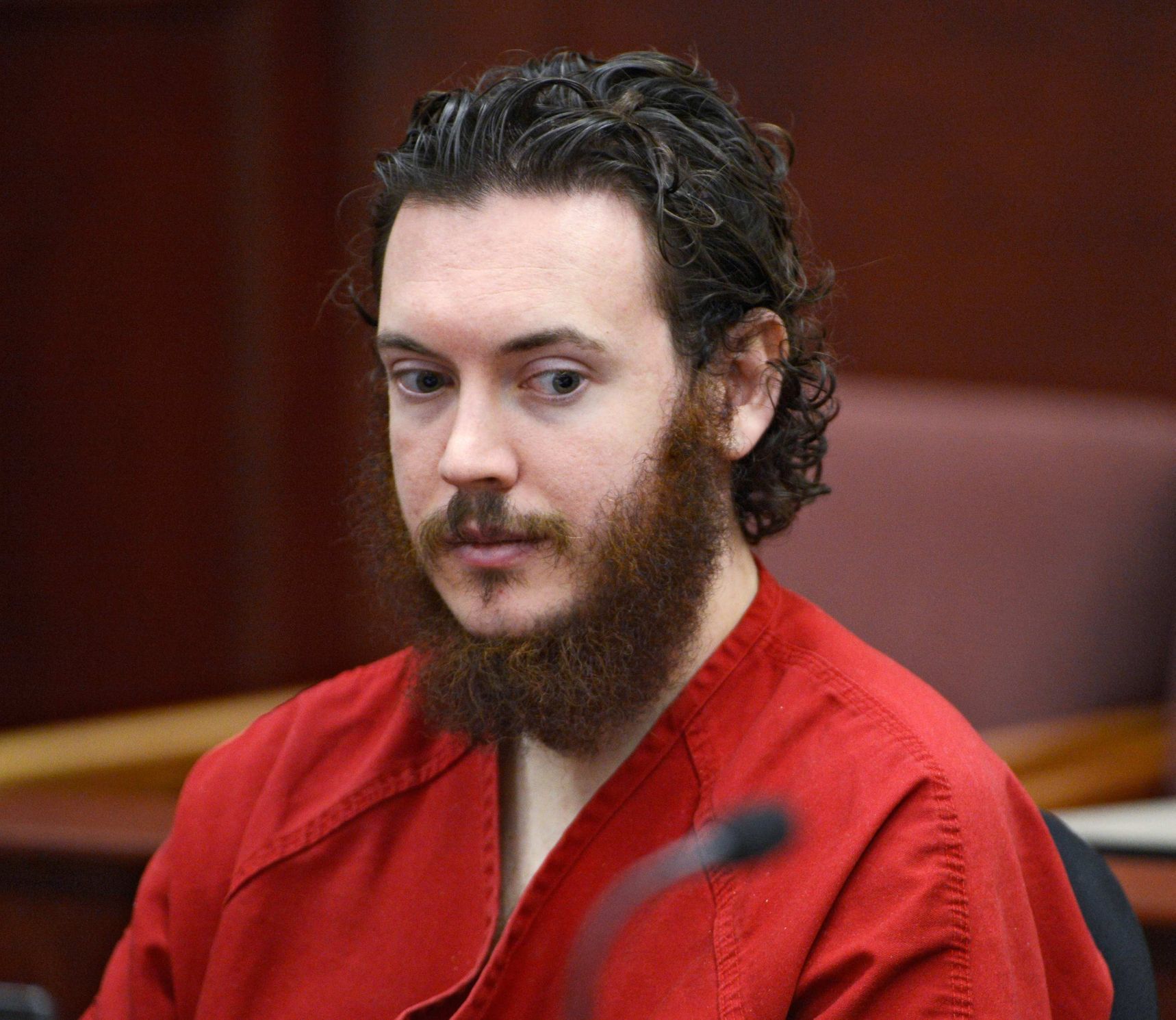 James Holmes sits in court for an advisement hearing at the Arapahoe County Justice Center in Centennial in this file photo