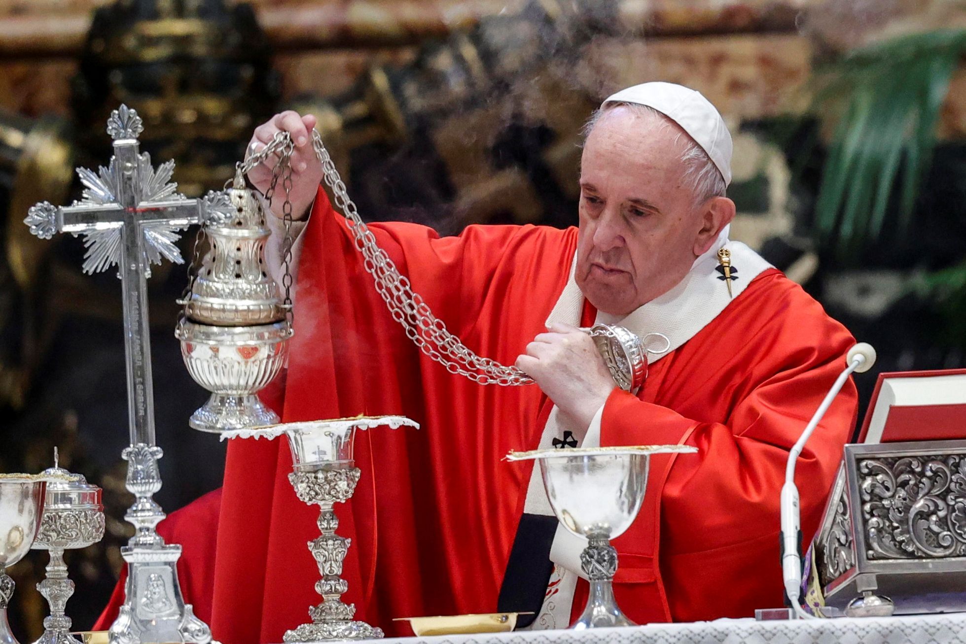 Papež František při bohoslužbě o Květné neděli