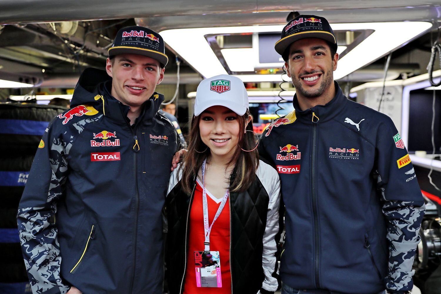 F1, VC Monaka 2016:  Max Verstappen, čínská zpěvačka G.E.M. a Daniel Ricciardo