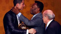 Cristiano Ronaldo a Pelé na vyhlášení Zlatého míče