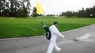 Golf - The Masters - Augusta National Golf Club - Augusta, Georgia, U.S. - November 12, 2020 A course marshall on the course after play was suspended REUTERS/Mike Segar