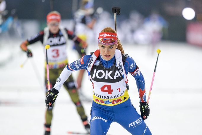 Gabriela Koukalová na exhibici v Gelsekirchenu