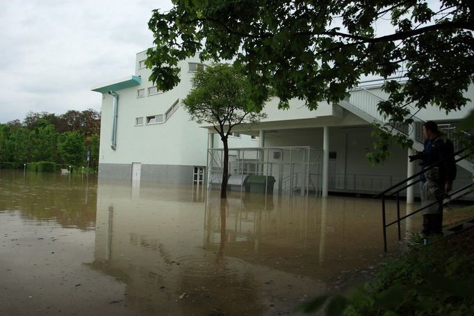 Zatopený hotel Jana v Přerově