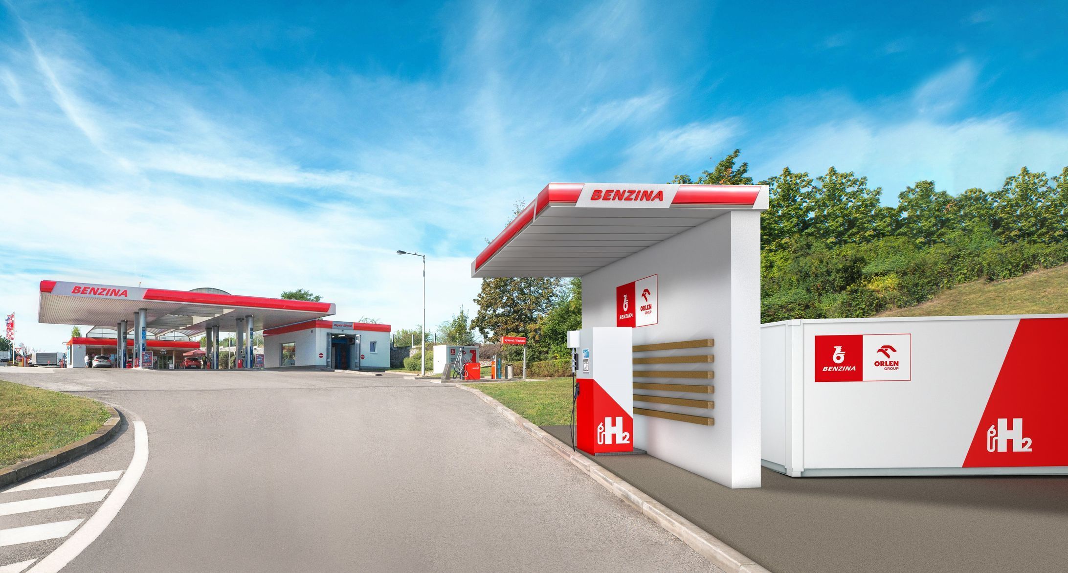 Vizualizace vodíkové plnicí stanice Benzina