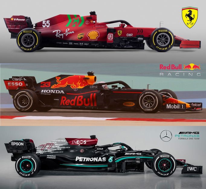 Porovnání monopostů F1 Mercedes, Red Bull a Ferrari pro sezonu 2021